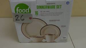 lot 24 image: Gray Food Network Biscotti 16-pc. Dinnerware Set 025398155262 NUMBER IS 24