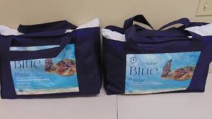 lot 92 image: 2 Pack  AllerEase Blue Pillow, StandardQueen -White
