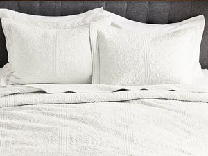 lot 33 image: 2 Pack King  White Sonoma Goods For Life Heritage Cotton Quilt or Sham 887909100037