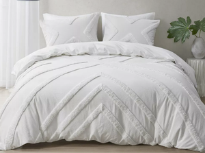lot 67 image: KINGCAL KING SET Ivory Urban Habitat Zane Chenille Hypoallergenic Cotton Comforter Set Three-piece set Comforter 104W x 92L Two King Shams 20W x 36L (each)
