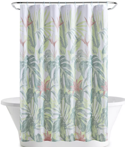 lot 76 image: The Big One Devon Foliage Print 13-Piece Fabric Shower Curtain and Hooks Set