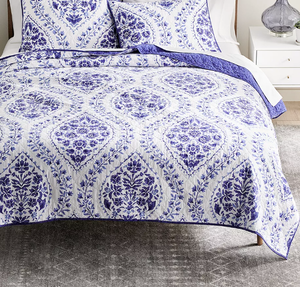 lot 93 image: KingCAL King Sonoma Goods For Life Heritage Ogee Damask Printed Quilt or Sham 400488992642