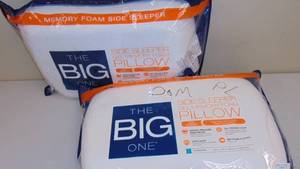 lot 107 image: 2 Pack Queen The Big One Gel Memory Foam Side Sleeper Pillow 818023017666