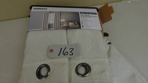 lot 163 image: Ivory 84 Long 2 Packs of 2 Sets Sonoma Goods For Life Ultimate Performance Woven Geo 2-pack 100% Blackout Curtain Single panel 50 x 84 (total width 100 x 84)