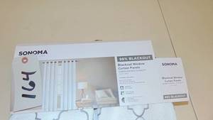 lot 164 image: Ivory 84 Long 2 Packs of 2 Sets Sonoma Goods For Life Ultimate Performance Woven Geo 2-pack 100% Blackout Curtain Single panel 50 x 84 (total width 100 x 84)