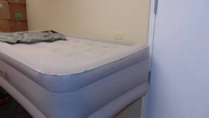lot 170 image: Insta-Bed Raised 18-in Twin Air Mattress & Internal Never Flat Pump