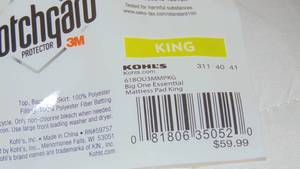 lot 172 image: King The Big One Essential Mattress Pad 081806350520