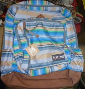 lot 99 image: New bluetan striped school backpack