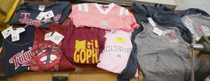 lot 225 image: Lot of 9 teen girls Large, MN Twins tshirts, tanks, light jacket