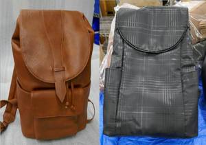 lot 247 image: Black backpack and brown backpack New
