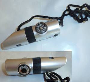 lot 209 image: 12 Survival whistles with compass etc