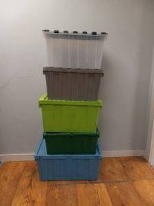 5 PACKING PLASTIC TOTE CRATE