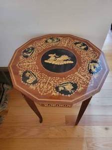 lot 55 image: Illuminated Inlay Music Box Accent Table