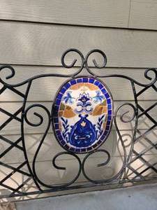 lot 58 image: Scrolled Wrought Iron Garden Bench