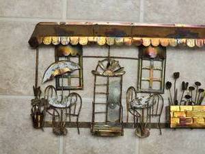 lot 40 image: Vintage Copper Caf Wall Hanging