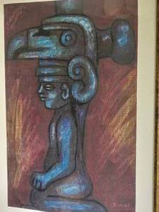 lot 109 image: Exotic Mayan Fine Art Lithograph Print
