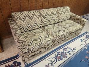 lot 71 image: Fantastic Vintage Striped Sleeper Sofa