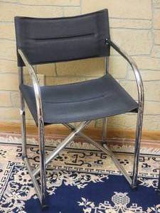 lot 69 image: Minimilist Canvas  Polished Metal Folding Chairs