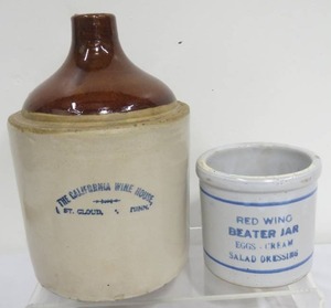 lot 6 image: Two Advertising Stoneware Pieces - Red Wing and Jug