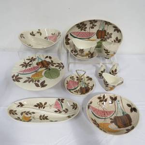 lot 22 image: 10 Red Wing Pottery Tampico Dinnerware Serving Pieces