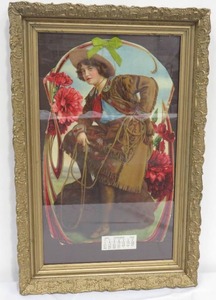 lot 39 image: Antique 23 x 15 Framed Die Cut Advertising Calendar - 1906