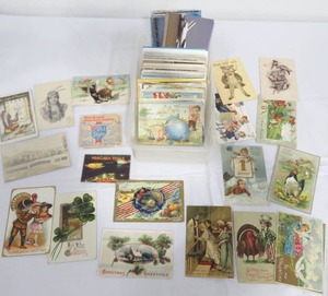 lot 52 image: 150 VintageAntique Post Cards - Sights, Photos, Holiday, Air Planes, Misc.