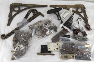 lot 159 image: VintageAntique Hardware Brackets, Door Knob Plates, Handles, Knobs More