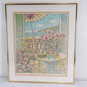 lot 164 image: Limited Edition 176350 Signed & Framed Lithograph Table by the Beach