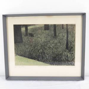 lot 175 image: Framed & Signed Artist Proof Park Scene Art Piece