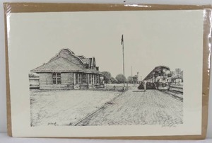 lot 177 image: Signed John Cartwright 1990 St. Cloud Mn Depot Train Station Print