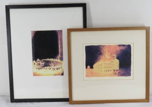 lot 178 image: Lot of 2 Framed & Artist Signed Images wPastel Tamara Fox 1990s