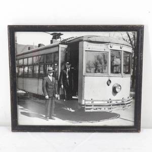 lot 179 image: Framed Photo Last Trip 1936 St. Cloud Mn Conductor Andy Frowler