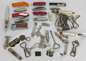 lot 84 image: Pocket Knives, Bottle Openers, Keychains, Advertising Can Openers