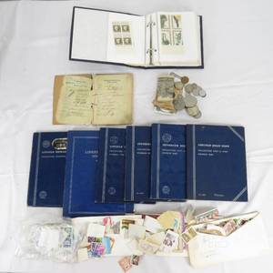 lot 88 image: Foreign Money, US Coins(Some Silver), Stamps, Coin Books
