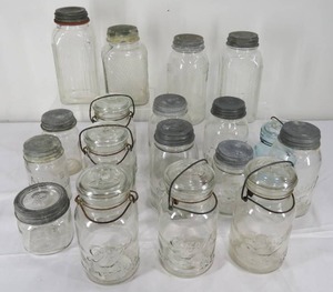 lot 110 image: Vintage Glass Canning Jars Ball, Drey & Others