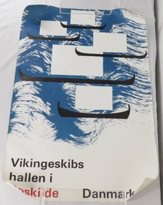 lot 125 image: Vintage Danish Poster Vikingeskibs Hallen i Roskilde (Viking Ship Museum)