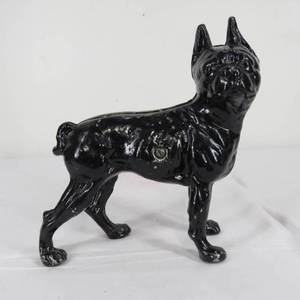 lot 139 image: Vintage Cast Aluminum Boston Terrier Black Coin Bank