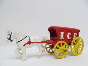 lot 12 image: Vintage Style Cast Iron Toy Ice Wagon 