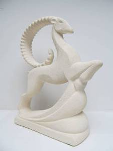 lot 30 image: LARGE Vintage Signed HAEGER GazelleImpala Sculpture
