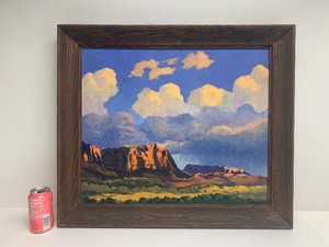 lot 83 image: Wonderful Original Oil on Board Painting - Sunshine & Shadow Arizona Dessert by Leonard Dobratz