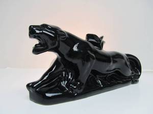 lot 36 image: Vintage Mid Century Ceramic Black Panther TV Lamp