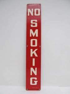 lot 65 image: NOS Original Vintage 1950s era Heavy Steel Industrial NO SMOKING WarehouseFactory Sign