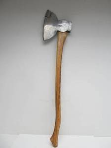 lot 79 image: Awesome Early Antique Broad Axe - Davis & Co - Cohoes New York