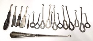 lot 180 image: Large Lot of Vintage & Antique Button Hooks Sewing Tools - Advertising - Some Sterling