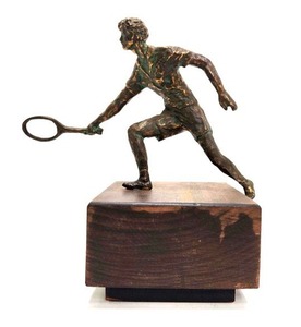 lot 258 image: Signed Vintage C. JERE Bronze Sculpture - Tennis Player