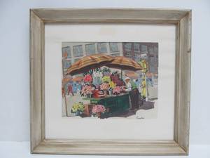 lot 202 image: Frank Serratoni Signed Watercolor Mid Century San Francisco Street Scene Art