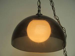 lot 107 image: Vintage Mid Century Smoky Gray Acrylic Hanging Pendant Lamp