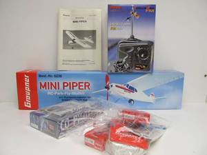 lot 118 image: Brand New GRAUPNER Mini Piper RC Park & Fly Model Airplane wComplete Setup & Controller