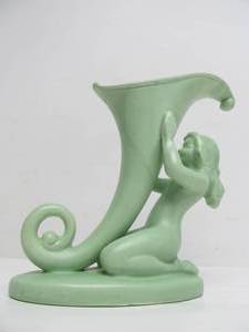 lot 153 image: Vintage 1930s era Art Pottery Ceramic Figural Nude Vase