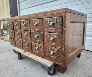 lot 1 image: Very Nice Antique Footed Oak Card Catalog File Cabinet